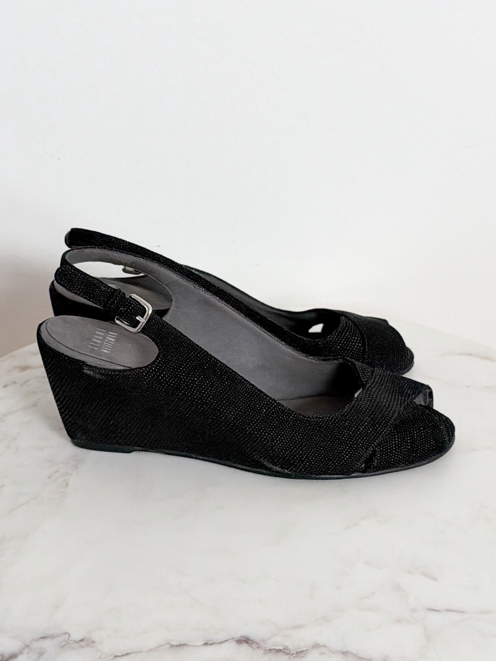 Stuart Weitzman Textured Wedge Heels Slingback Sandals Size 8.5 - Picture 6 of 7
